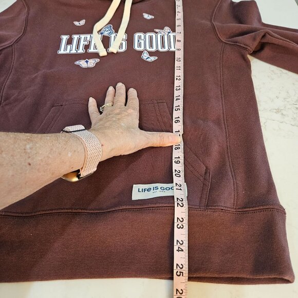 NEW!! Life Is Good Womens Simply True Hoodie Small Cotton Cranberry - Picture 7 of 9